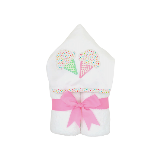 Personalized Baby Girl Pink Ice Cream Hooded Towel - Give Wink