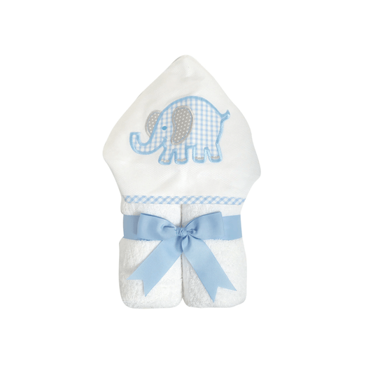 Personalized Baby Boy Blue Elephant Hooded Towel - Give Wink