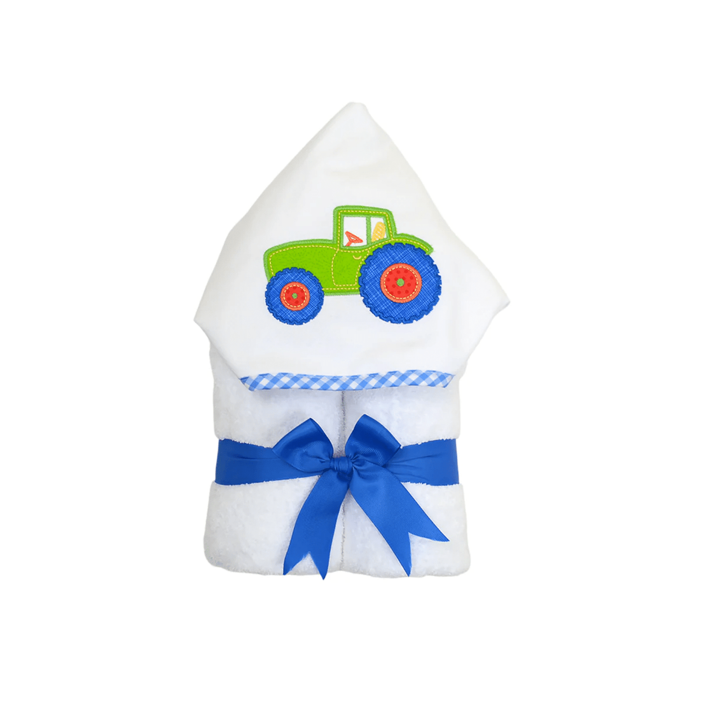 Personalized Baby Boy Green Tractor Hooded Towel - Give Wink
