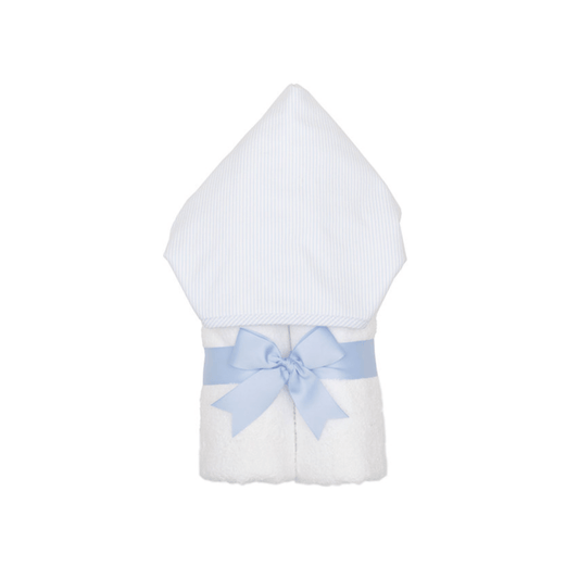 Personalized Baby Boy Blue Seersucker Hooded Towel - Give Wink