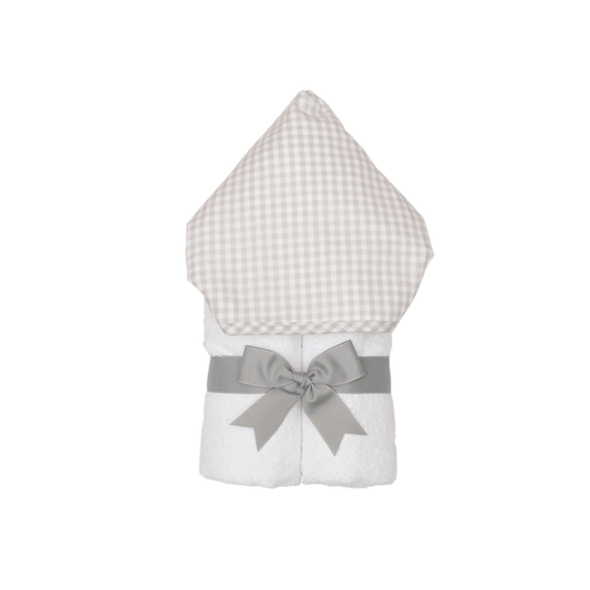 Personalized Grey Gingham Baby Hooded Towel - Give Wink