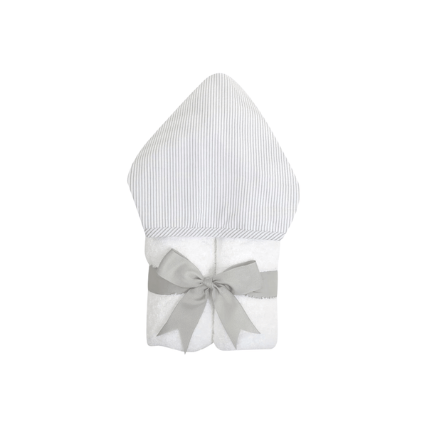 Personalized Grey Seersucker Stripe Hooded Towel - Give Wink