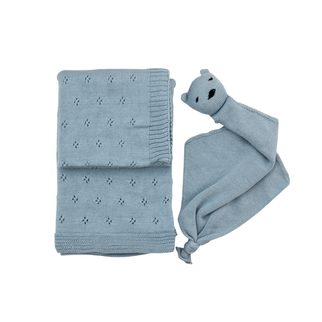 Knit and Lovie Set - Trefle Blue Grey - Give Wink