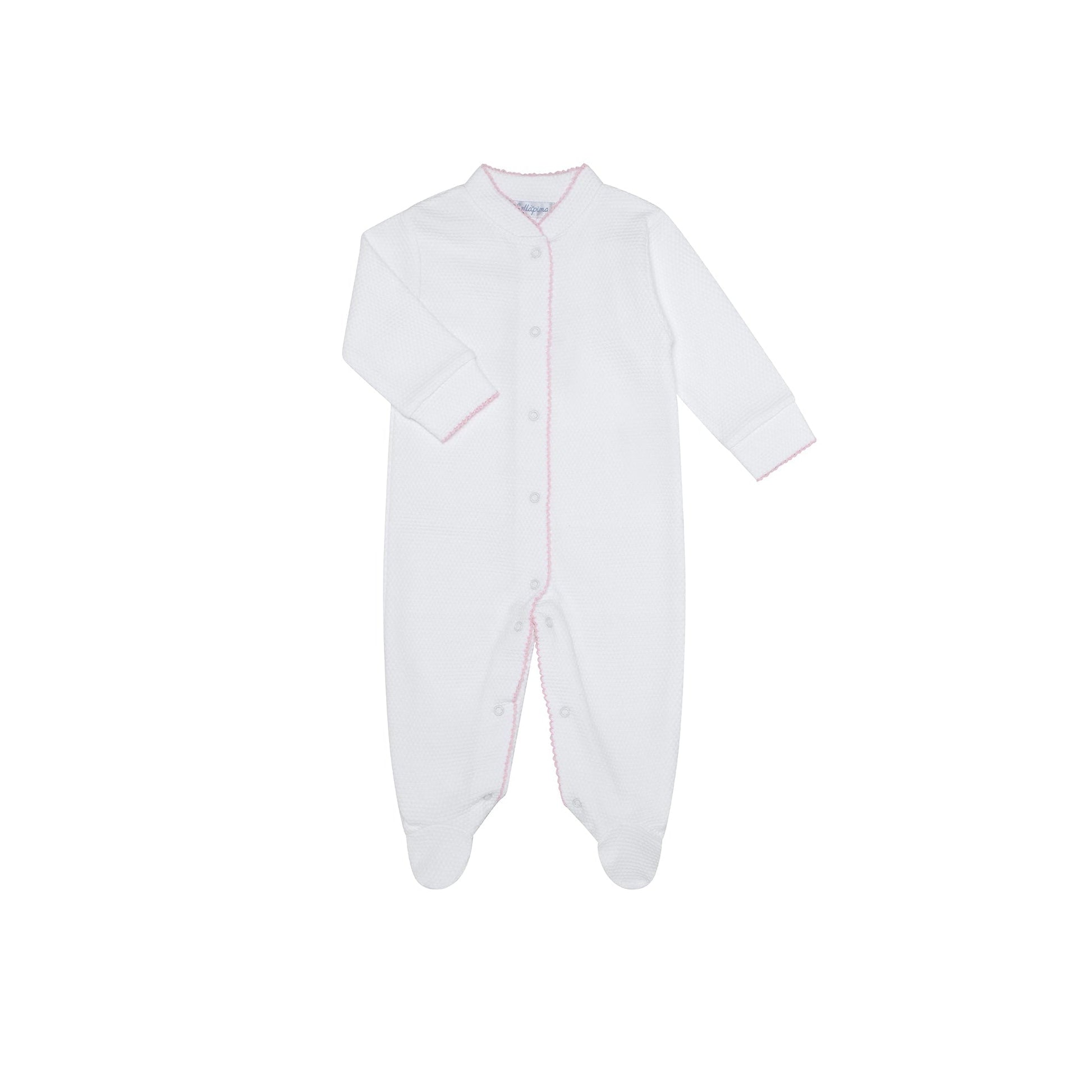 Pima Cotton Bubble Baby Footie White / Pink - Give Wink