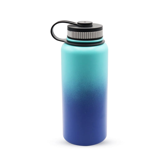 Aqua/Royal Water Bottle 32 oz Stainless Steel - Give Wink