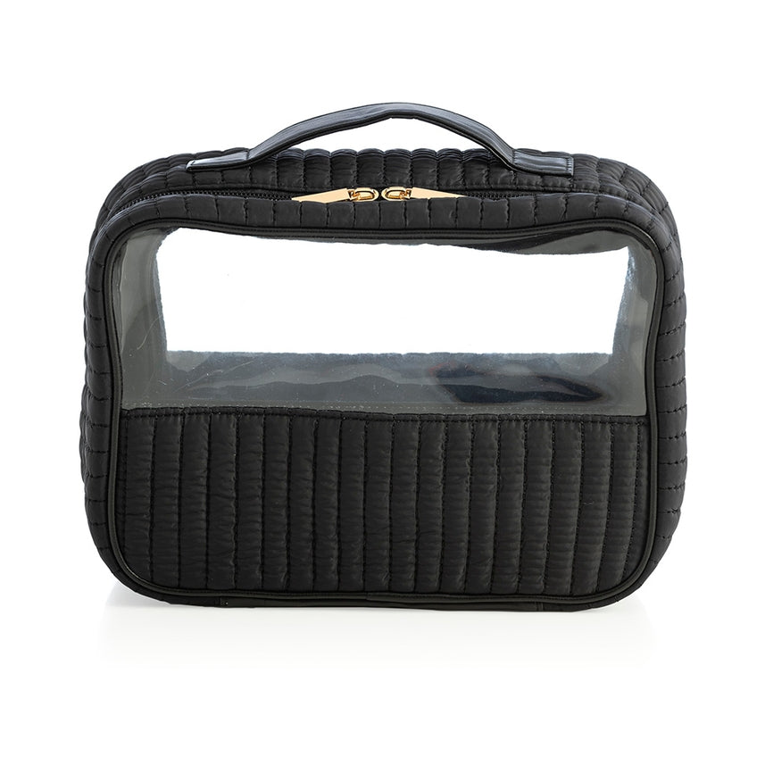 Ezra Set of 2 Clear Cosmetic Case - Black - Give Wink