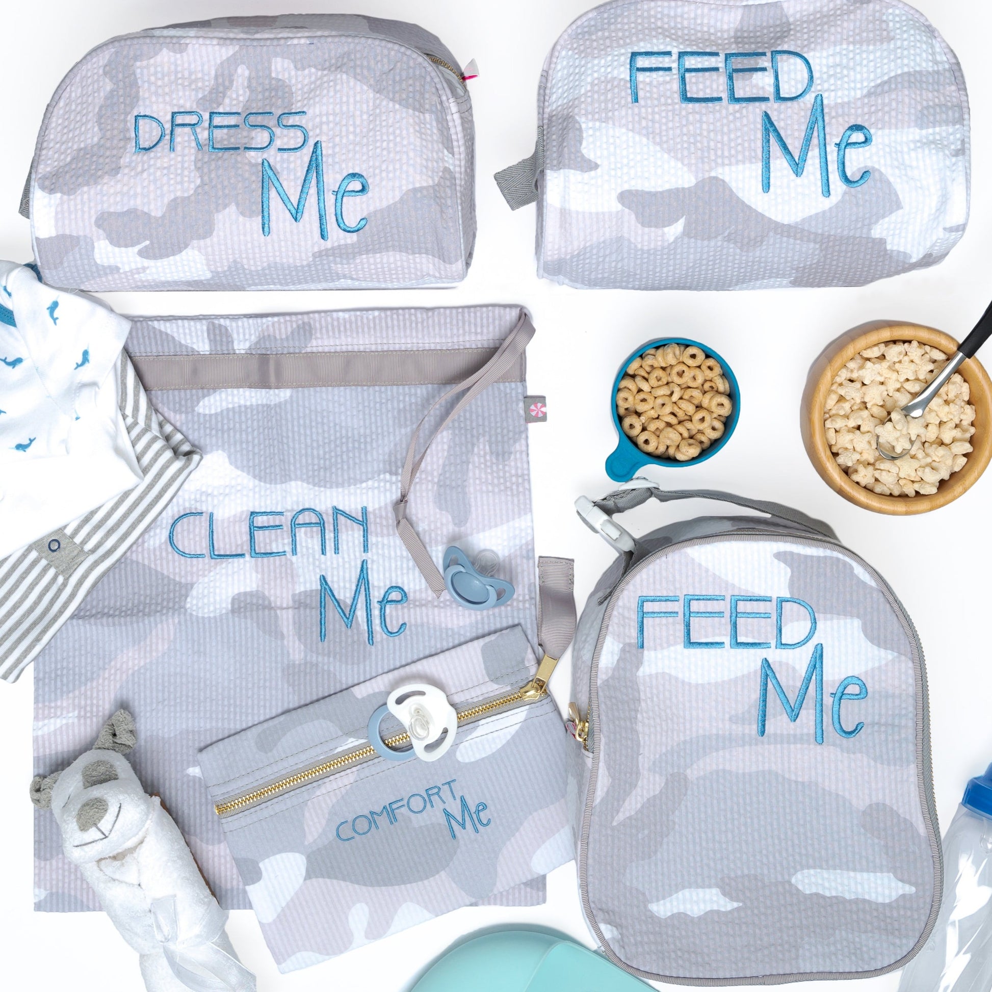 Personalized Seersucker Snow Camo Flat Pouch - Give Wink