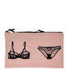 Double Lingerie Canvas Bag Set - Pink - Give Wink