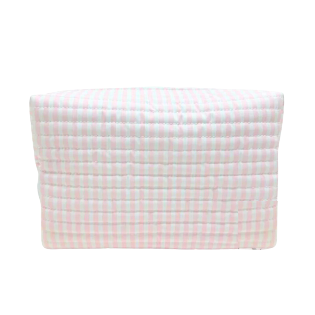 Personalized Quilted Everyday Pouch Pink Stripe - Give Wink