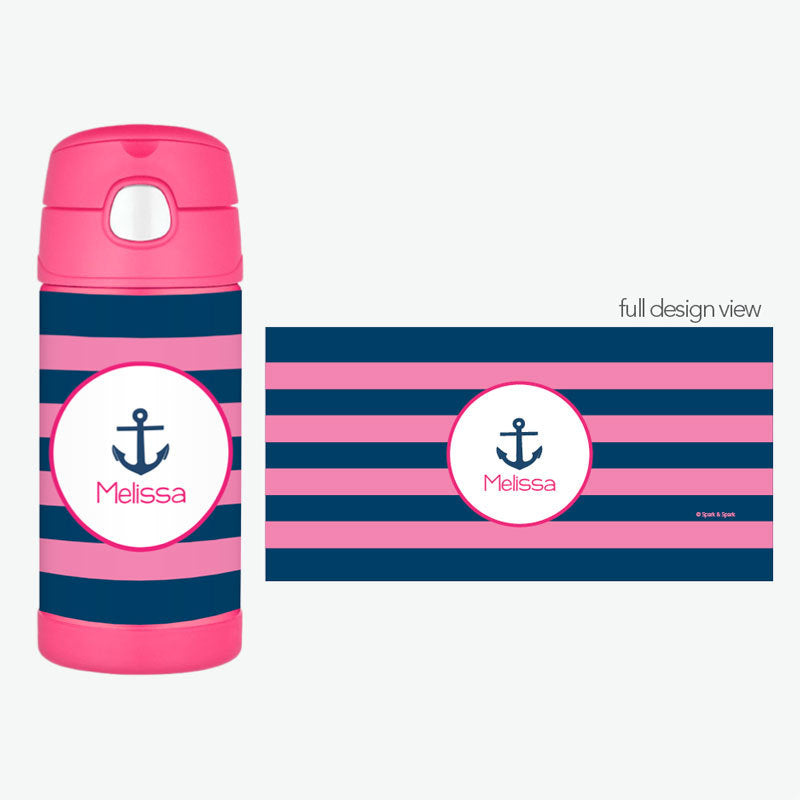 Let's Sail Pink Personalized Thermos Bottle - Give Wink