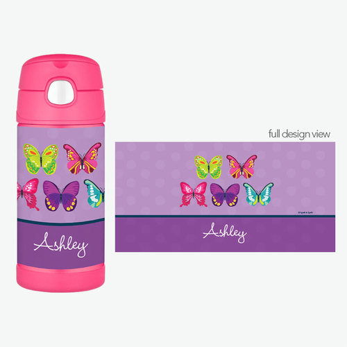 Bright Butterflies Personalized Thermos Bottle - Give Wink