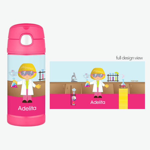 Cool Scientist Girl Personalized Thermos Bottle - Give Wink