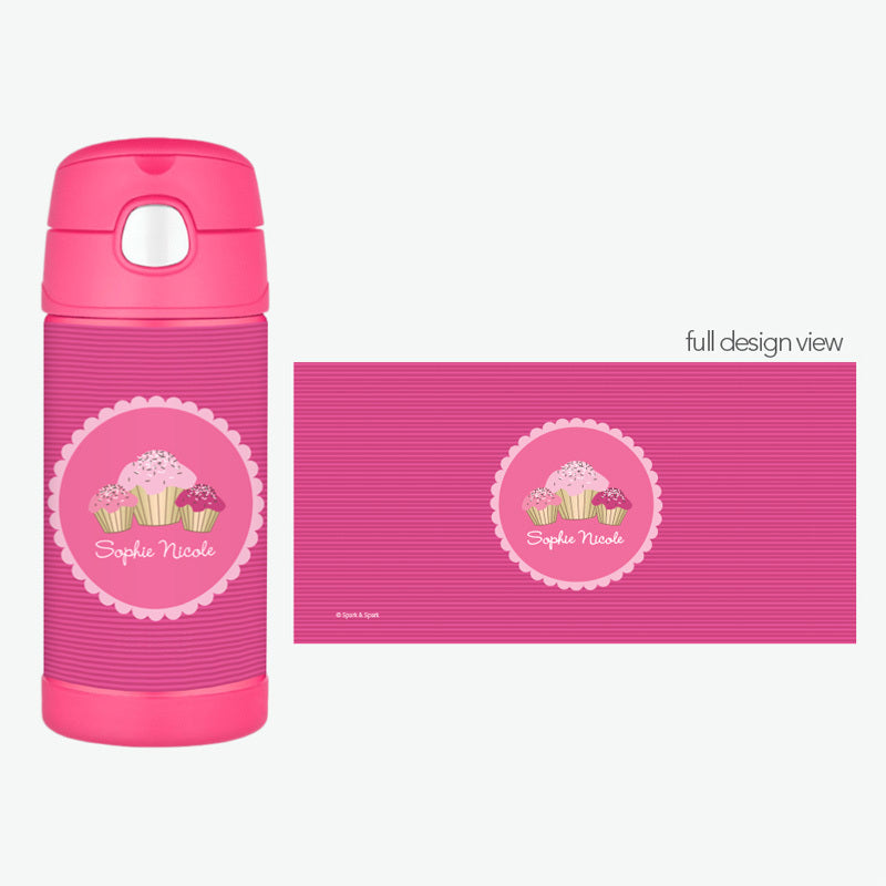 Sweet Cupcakes Personalized Thermos Bottle - Give Wink