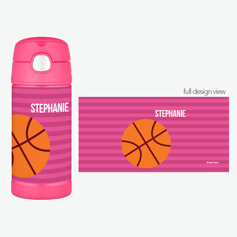 Girl Basketball Fan-Purple Personalized Thermos Bottle - Give Wink