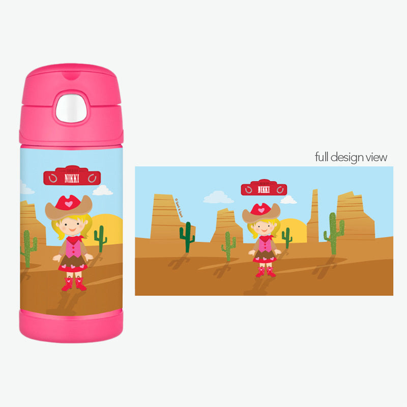 Cowgirl Personalized Thermos Bottle - Give Wink