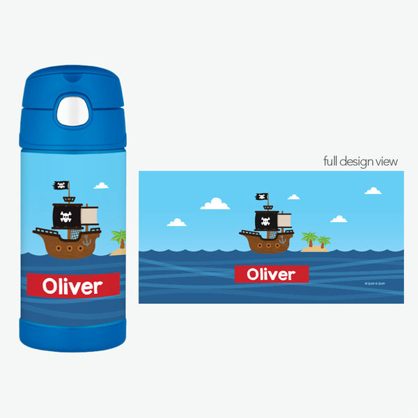 All Aboard Pirates Personalized Thermos Bottle - Give Wink