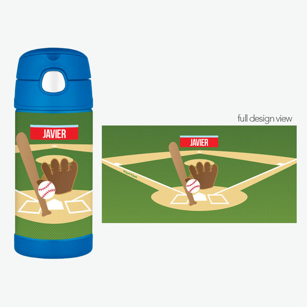 Baseball Fan Personalized Thermos Bottle - Give Wink