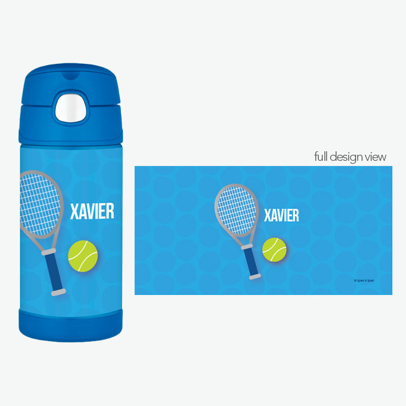 Tennis Fan Boy Personalized Thermos Bottle - Give Wink