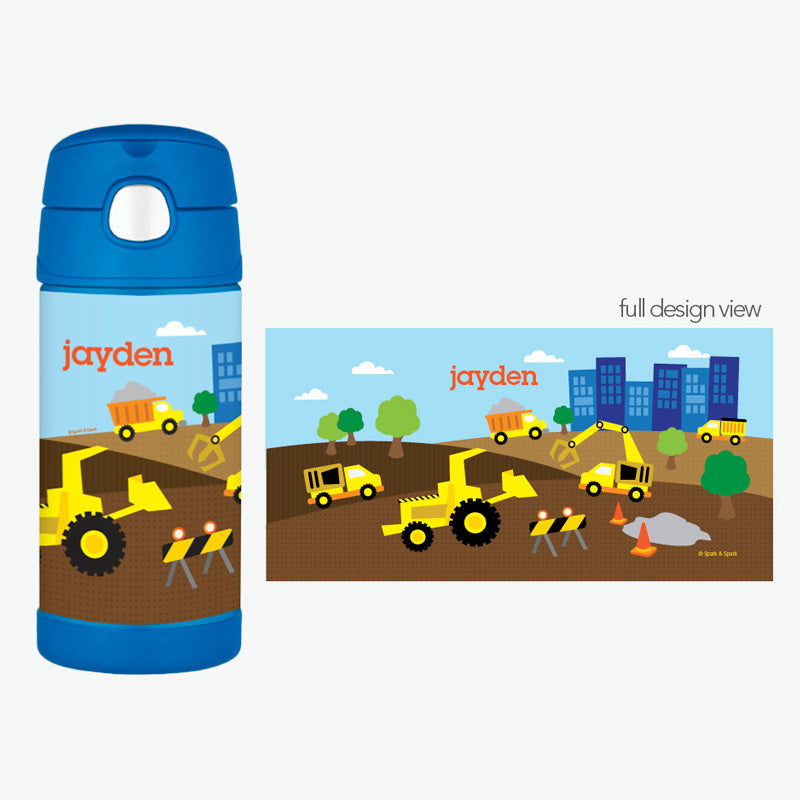 Construction Site Personalized Thermos Bottle - Give Wink
