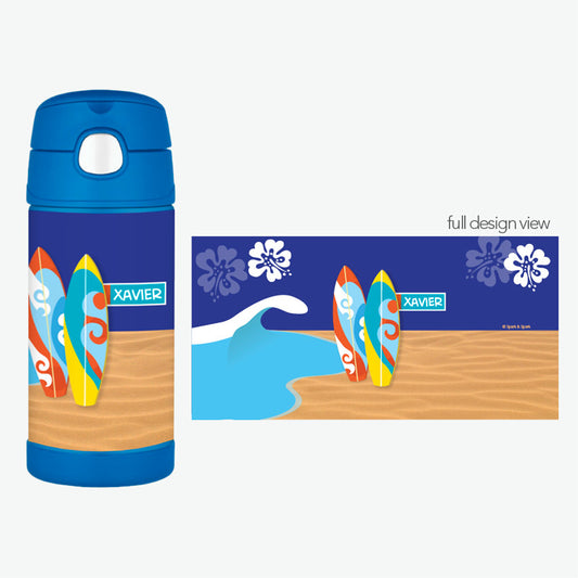 Boy Surfer Personalized Thermos Bottle - Give Wink