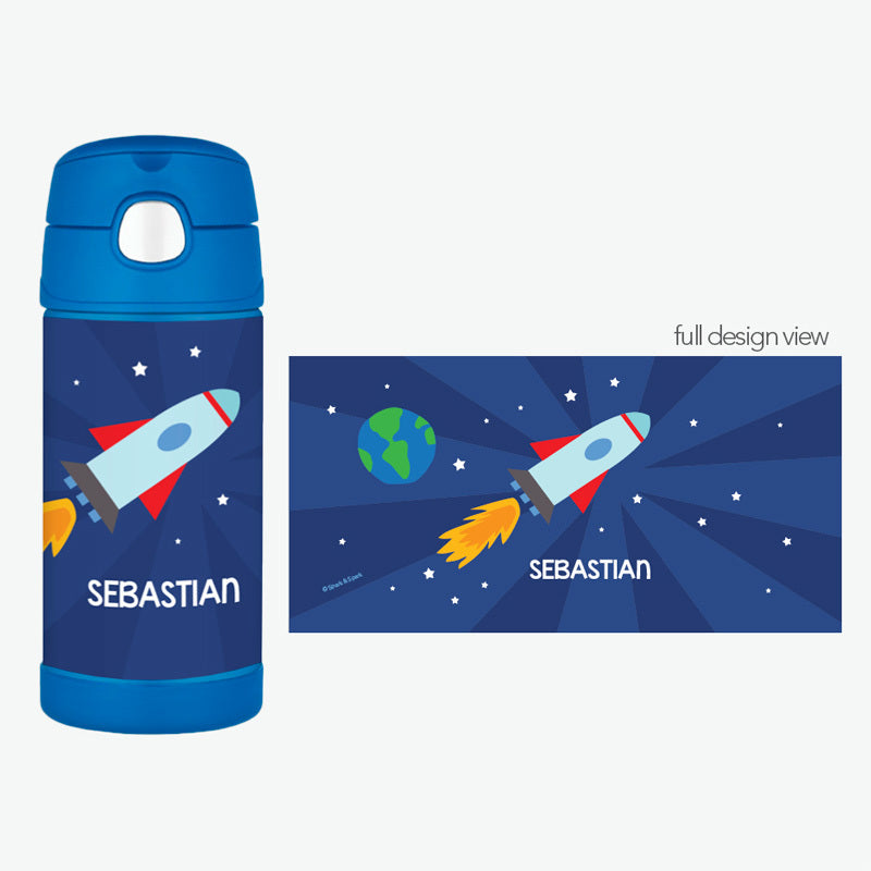 Rocket on the Sky Personalized Thermos Bottle - Give Wink