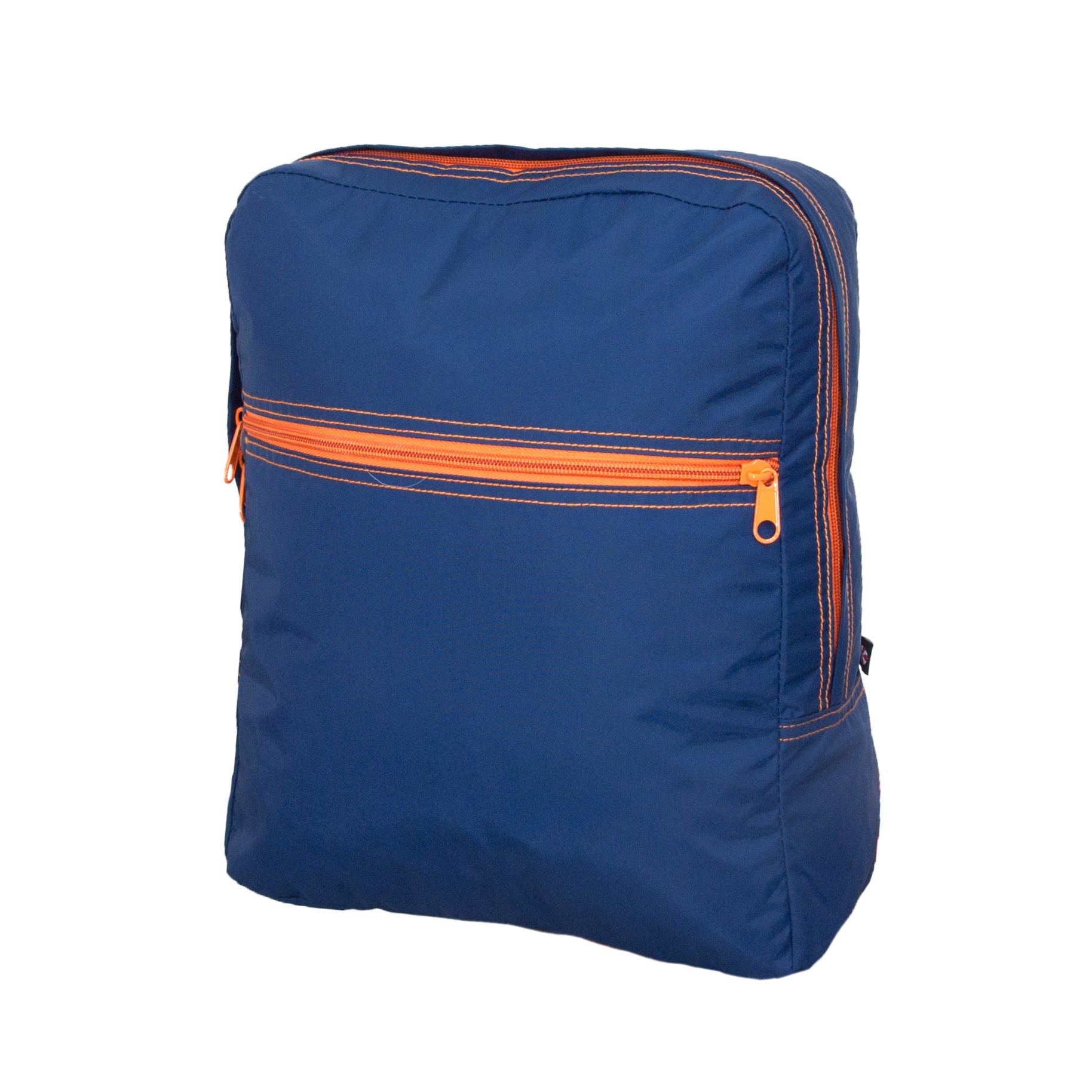 Personalized Nylon Navy / Orange Large Backpack - Give Wink