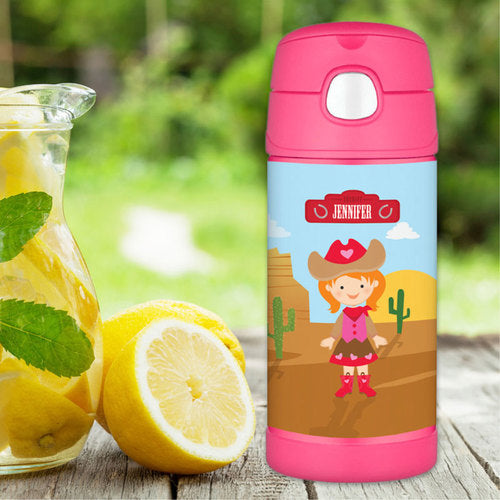 Cowgirl Personalized Thermos Bottle - Give Wink