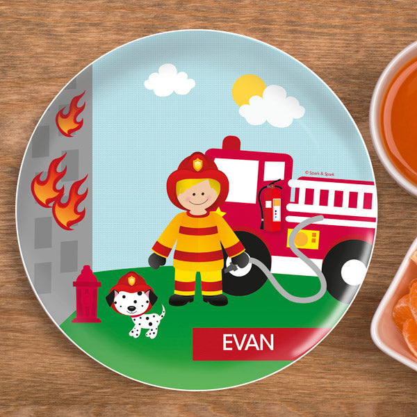Call A Firefighter Personalized Kids Plates - Give Wink