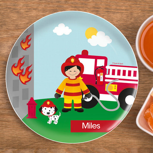 Call A Firefighter Personalized Kids Plates - Give Wink