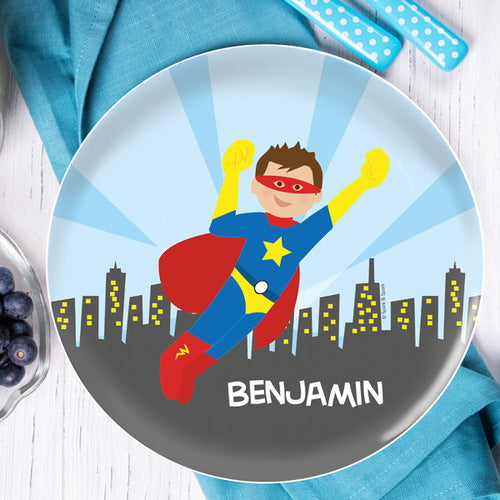 Cool Superhero Personalized Kids Plates - Give Wink