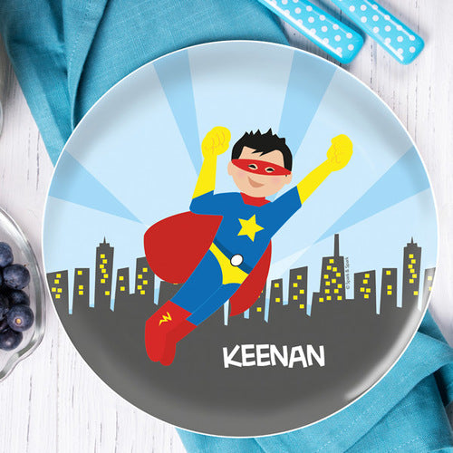 Cool Superhero Personalized Kids Plates - Give Wink