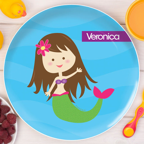 Cute Mermaid Personalized Kids Plates - Give Wink