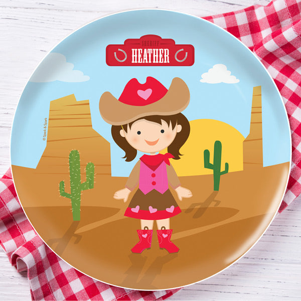 Cowgirl Personalized Kids Plates - Give Wink