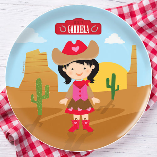 Cowgirl Personalized Kids Plates - Give Wink