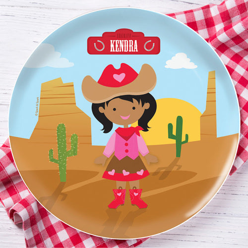Cowgirl Personalized Kids Plates - Give Wink
