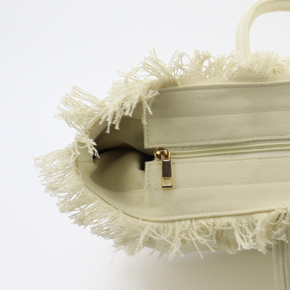 Canvas Beach Tote - Beige - Give Wink