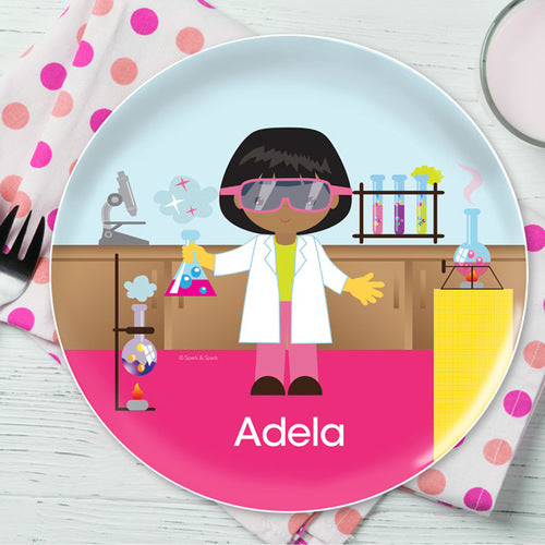 Cool Scientist Girl Personalized Kids Plates - Give Wink