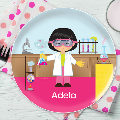 Cool Scientist Girl Personalized Kids Plates - Give Wink