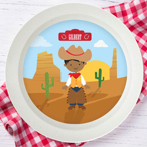 Cowboy Personalized Kids Bowl - Give Wink