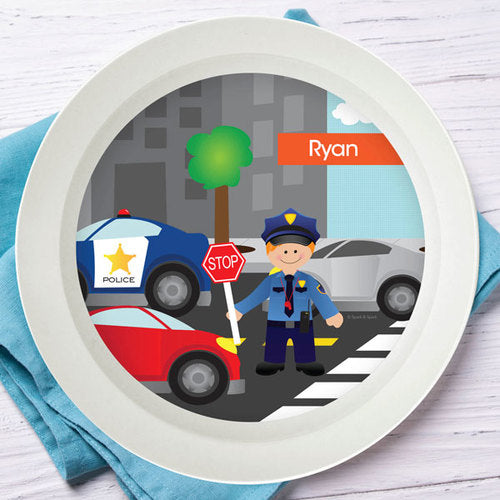 Police On Duty Personalized Kids Bowl - Give Wink