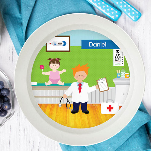 Doctor's Visit Boy Personalized Kids Bowl - Give Wink