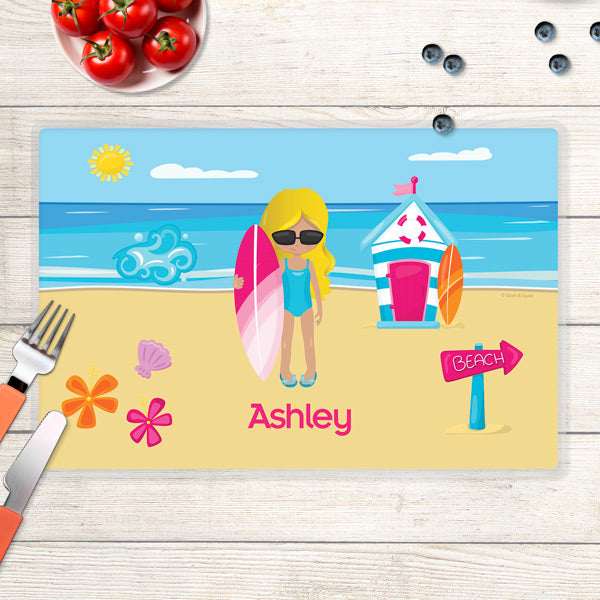 Beach Girl Personalized Kids Placemat - Give Wink