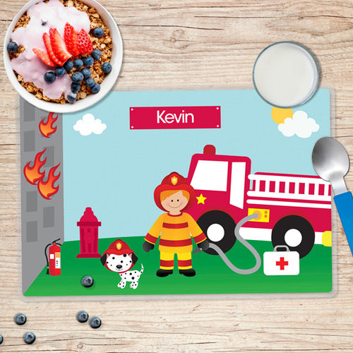 Call a Firefighter Personalized Kids Placemat - Give Wink