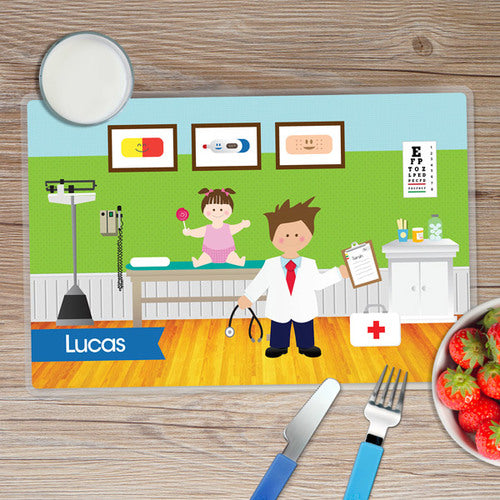Doctor's Visit Boy Personalized Kids Placemat - Give Wink