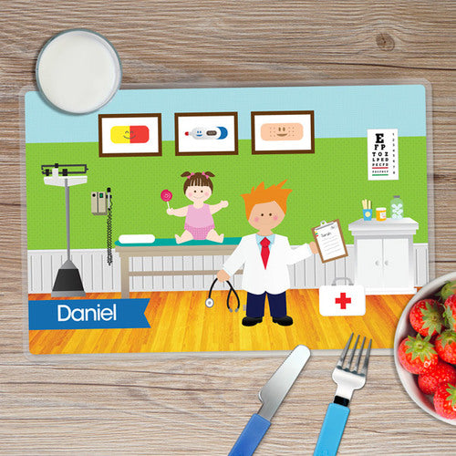Doctor's Visit Boy Personalized Kids Placemat - Give Wink