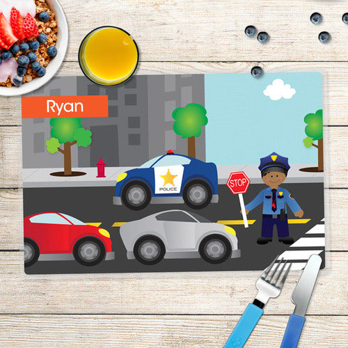 Police on Duty Personalized Kids Placemat - Give Wink