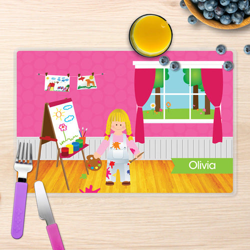 Artist at Work Personalized Kids Placemat - Give Wink