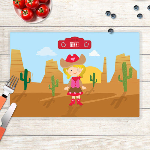Cowgirl Personalized Kids Placemat - Give Wink