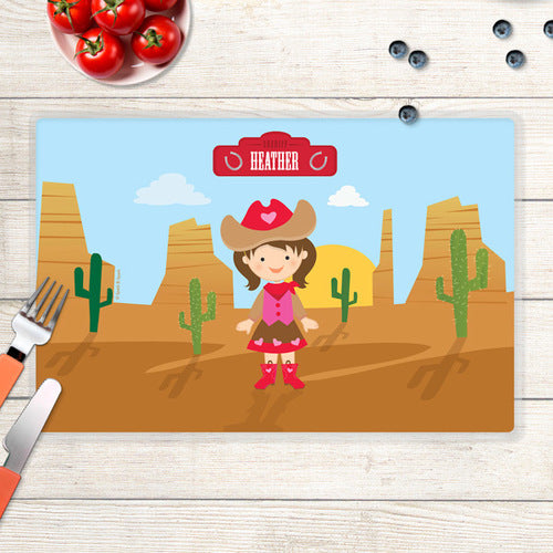 Cowgirl Personalized Kids Placemat - Give Wink