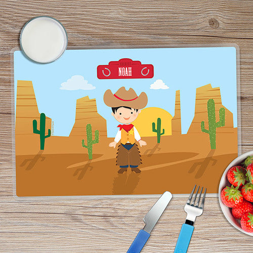 Cowboy Personalized Kids Placemat - Give Wink